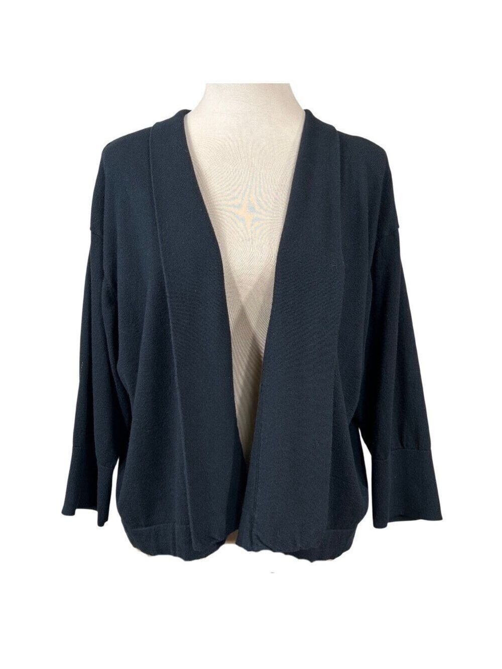 Chaps Women's Black Cotton Open Front Long Sleeve Cardigan Sweater Size XL